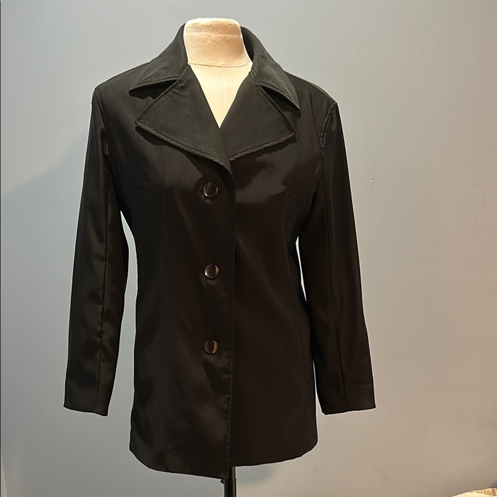 Black Blazer with Notched Lapel and Gray lining